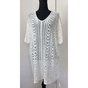 Women Open‎ Knit Crochet Lace up Sides Boho Festival Hippie Swim Cover Up Cream